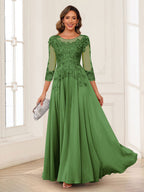 Dorothea June Olive Green front view mother of the bride dress