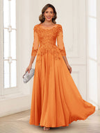 Dorothea June Orange front view mother of the bride dress