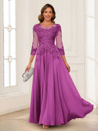 Dorothea June Orchid front view mother of the bride dress