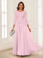 Dorothea June Rose Pink front view mother of the bride dress
