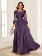 Dorothea June Plum back view mother of the bride dress