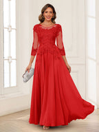 Dorothea June Red front view mother of the bride dress
