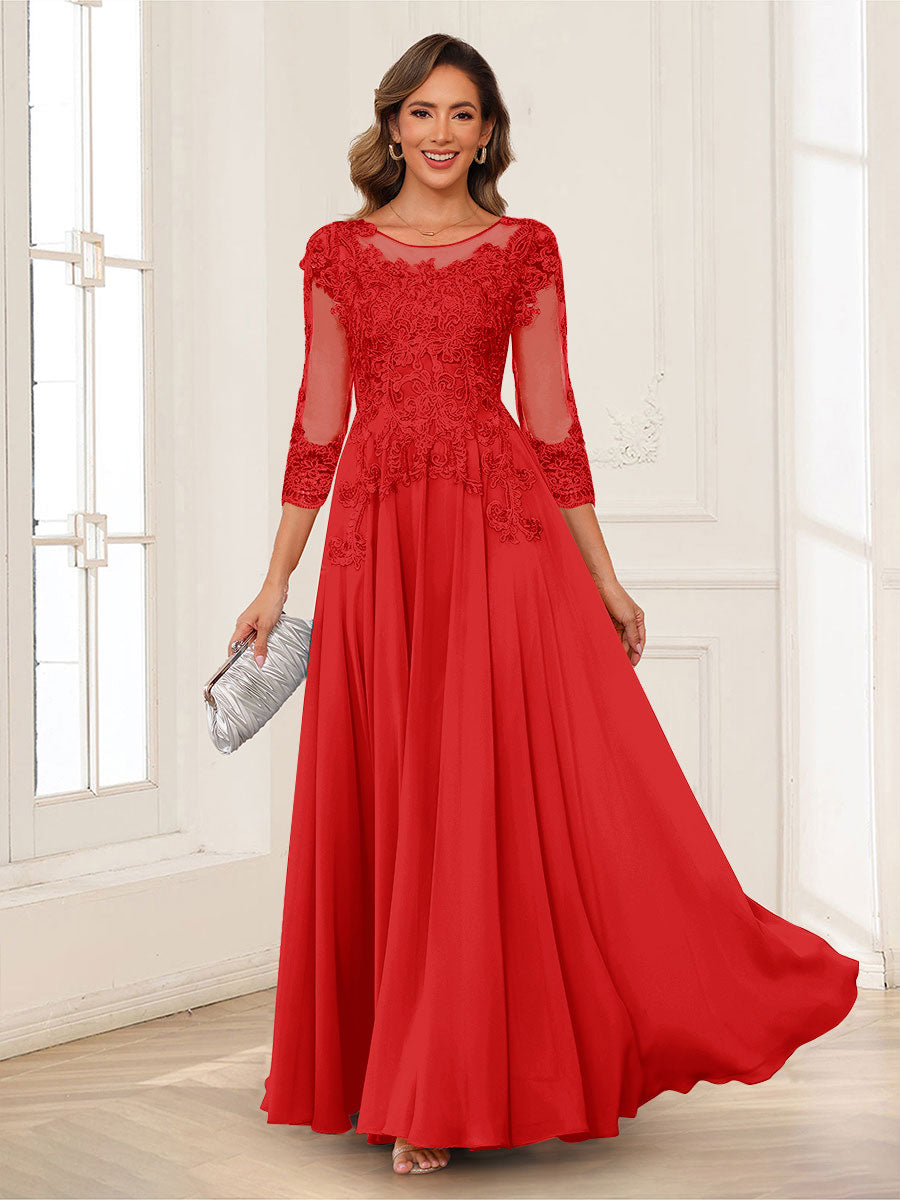 Dorothea June Red front view mother of the bride dress