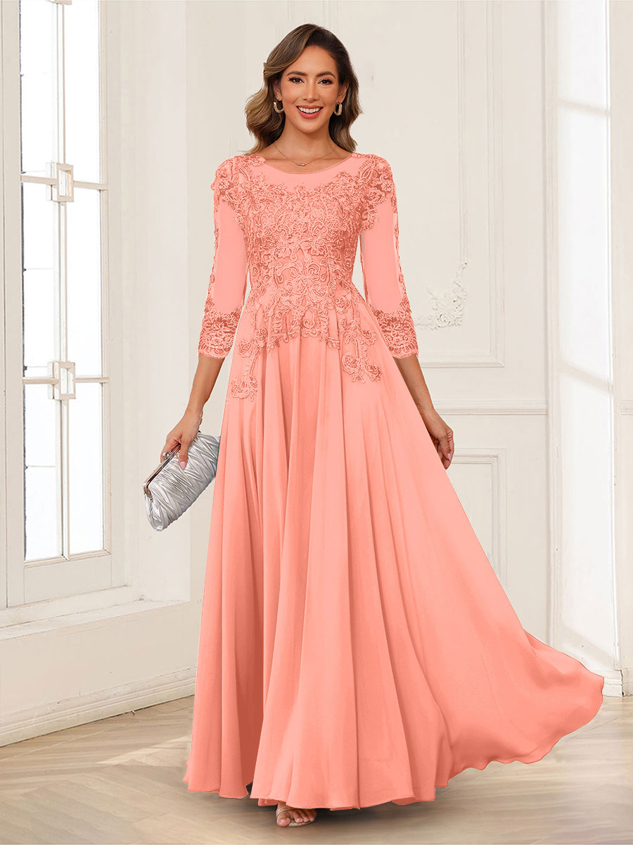 Dorothea June Coral back view mother of the bride dress