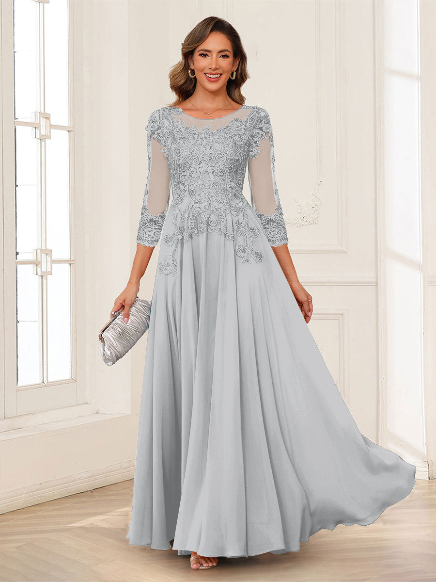 Dorothea June Silver front view mother of the bride dress