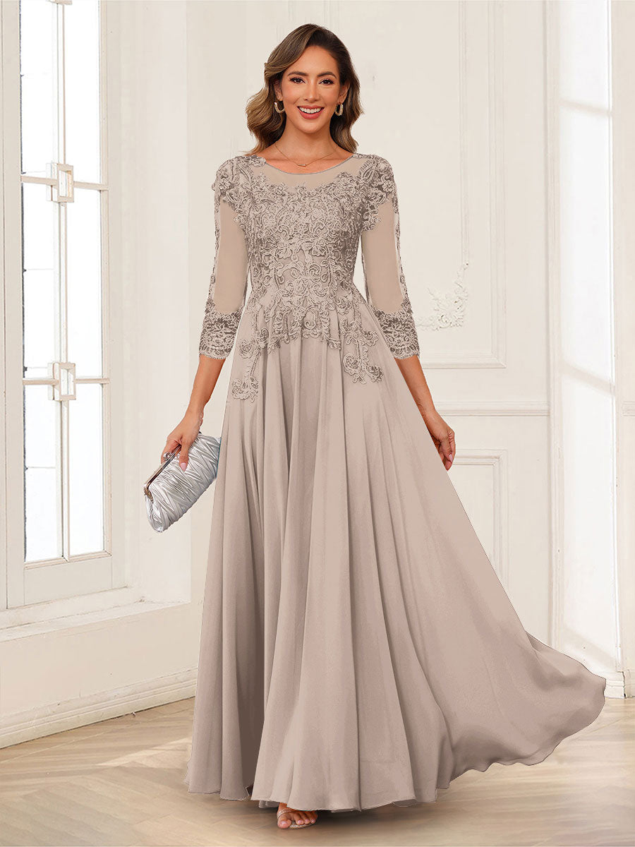 Dorothea June Taupe front view mother of the bride dress