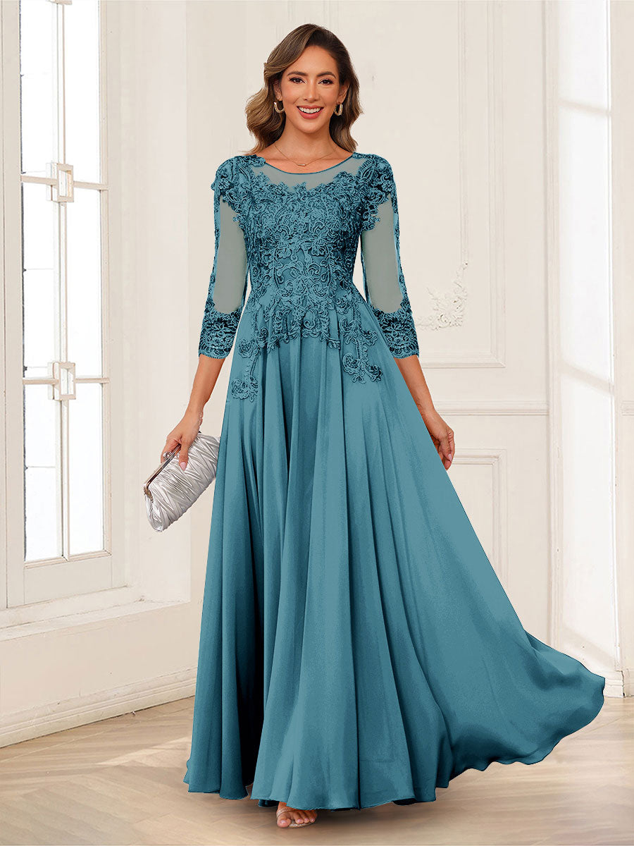 Dorothea June Teal front view mother of the bride dress