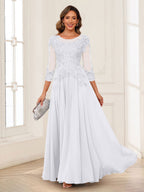 Dorothea June White front view mother of the bride dress