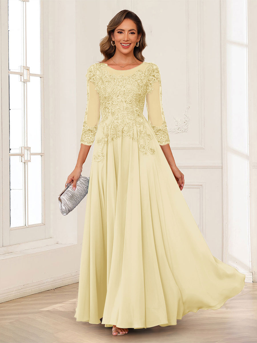 Dorothea June Yellow front view mother of the bride dress