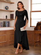 Theodora Belle Black front view mother of the bride dress