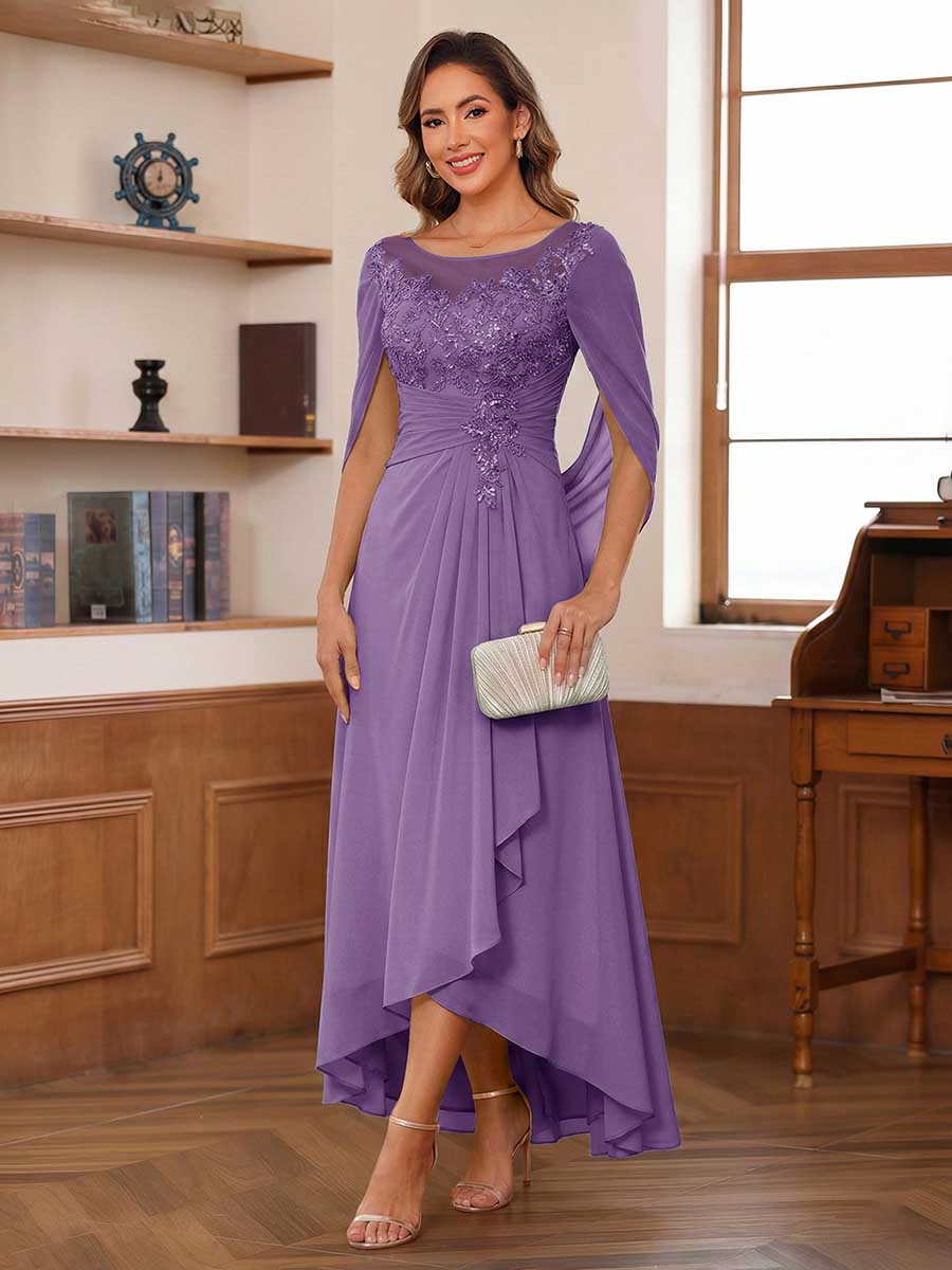 Theodora Belle Wisteria front view mother of the bride dress