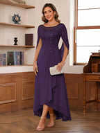 Theodora Belle Grape front view mother of the bride dress