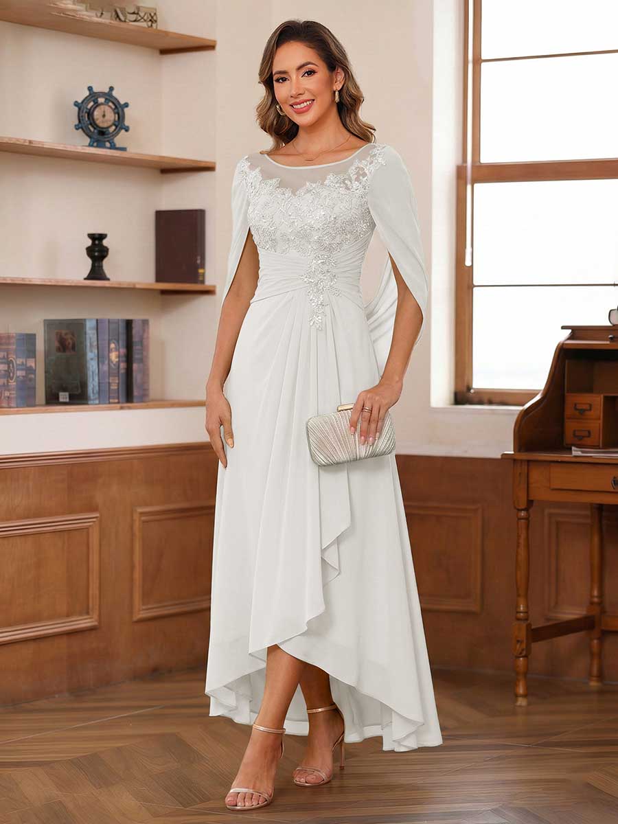 Camille ivory front view mother of the bride dress