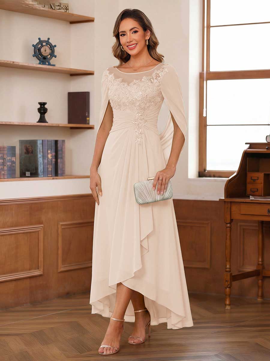 Camille champagne alternate front view 2 mother of the bride dress