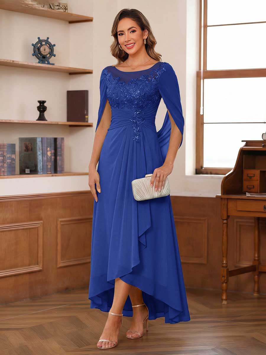 Theodora Belle Royal Blue back view mother of the bride dress