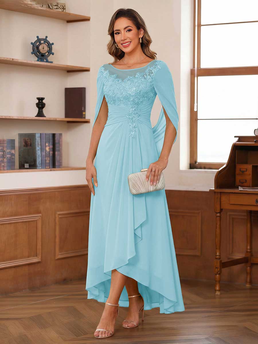 Theodora Belle Sky Blue back view mother of the bride dress
