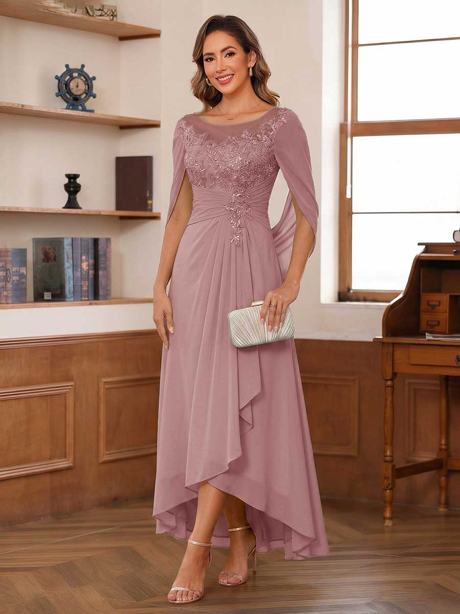 Theodora Belle Mauve front view mother of the bride dress