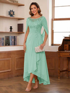 Camille mint green front view mother of the bride dress