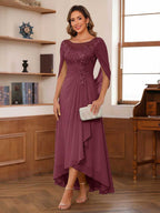 Theodora Belle Plum front view mother of the bride dress
