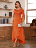 Theodora Belle Orange front view mother of the bride dress