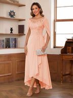 Theodora Belle Peach front view mother of the bride dress