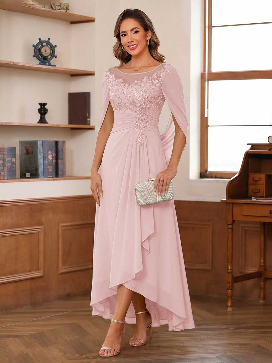 Camille pearl pink alternate front view 2 mother of the bride dress
