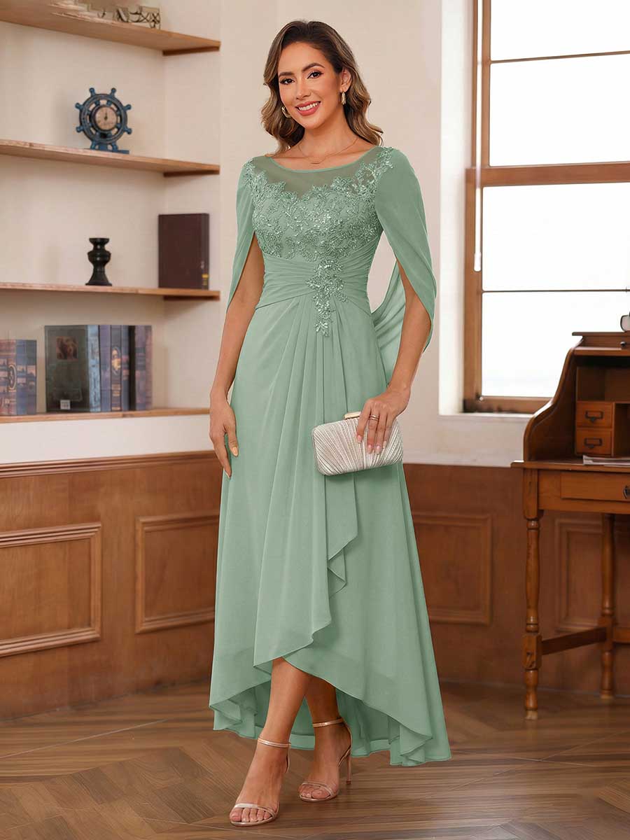 Camille sage green alternate front view 3 mother of the bride dress