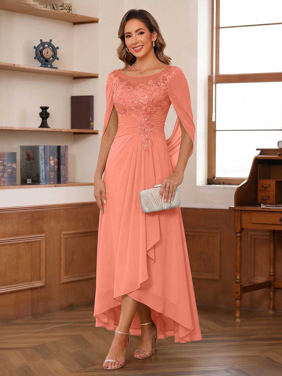 Camille coral alternate front view 2 mother of the bride dress