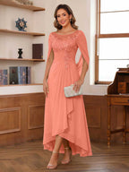 Theodora Belle Coral back view mother of the bride dress