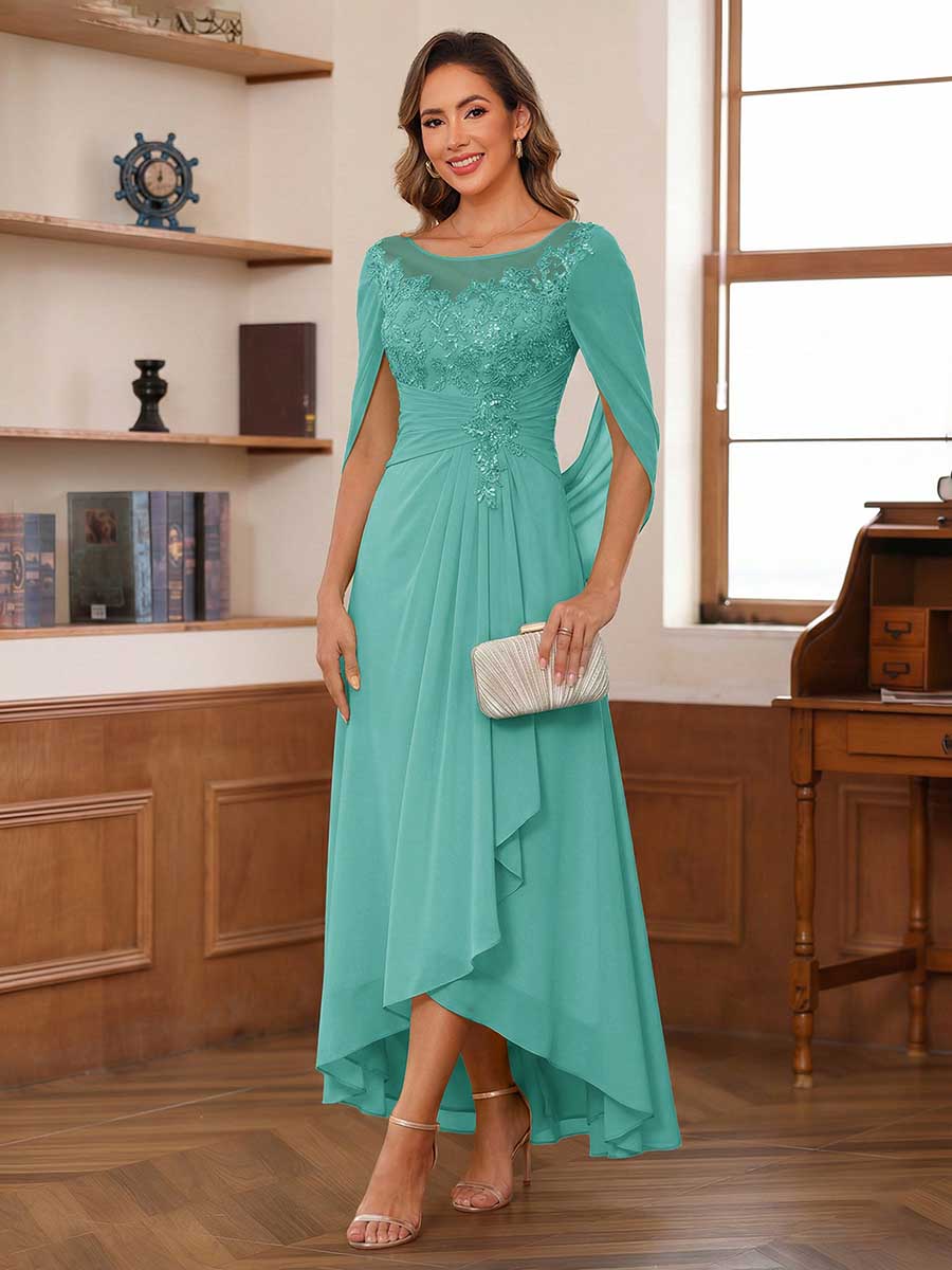 Camille pool blue alternate front view 3 mother of the bride dress