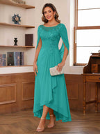 Camille turquoise front view mother of the bride dress
