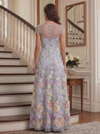 Demetria Rose Royal Blue back view mother of the bride dress