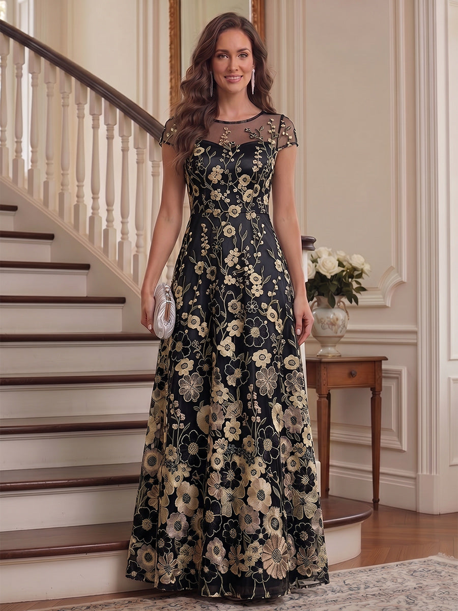 Demetria Rose Black front view mother of the bride dress