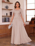 Seren Faye Blush front view mother of the bride dress