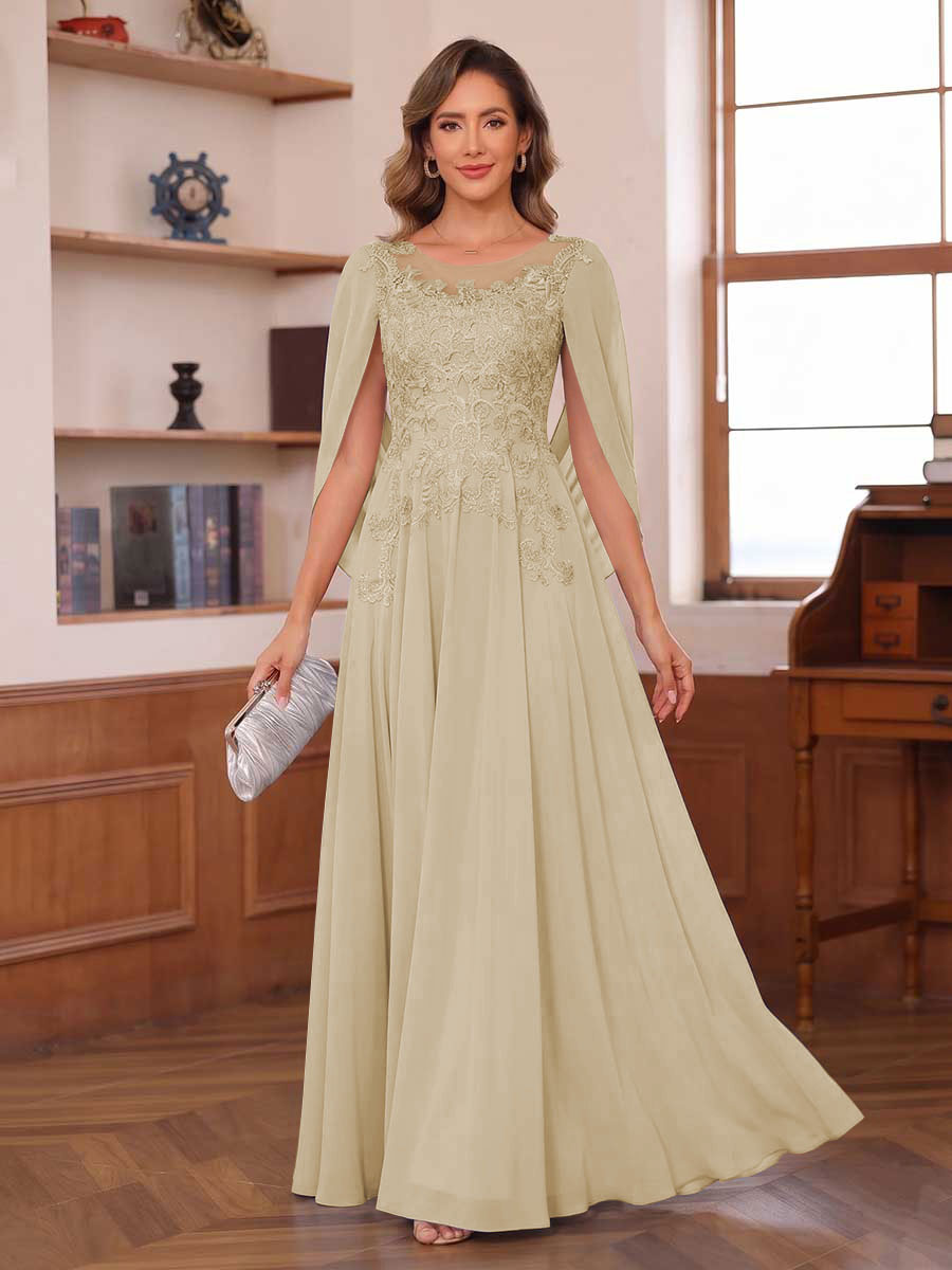 Seren Faye Champagne front view mother of the bride dress