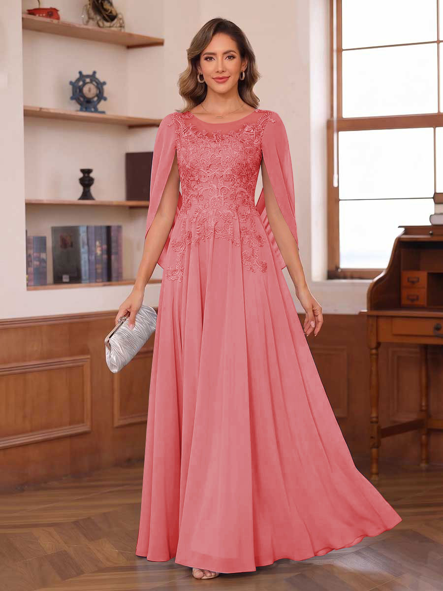 Seren Faye Coral front view mother of the bride dress