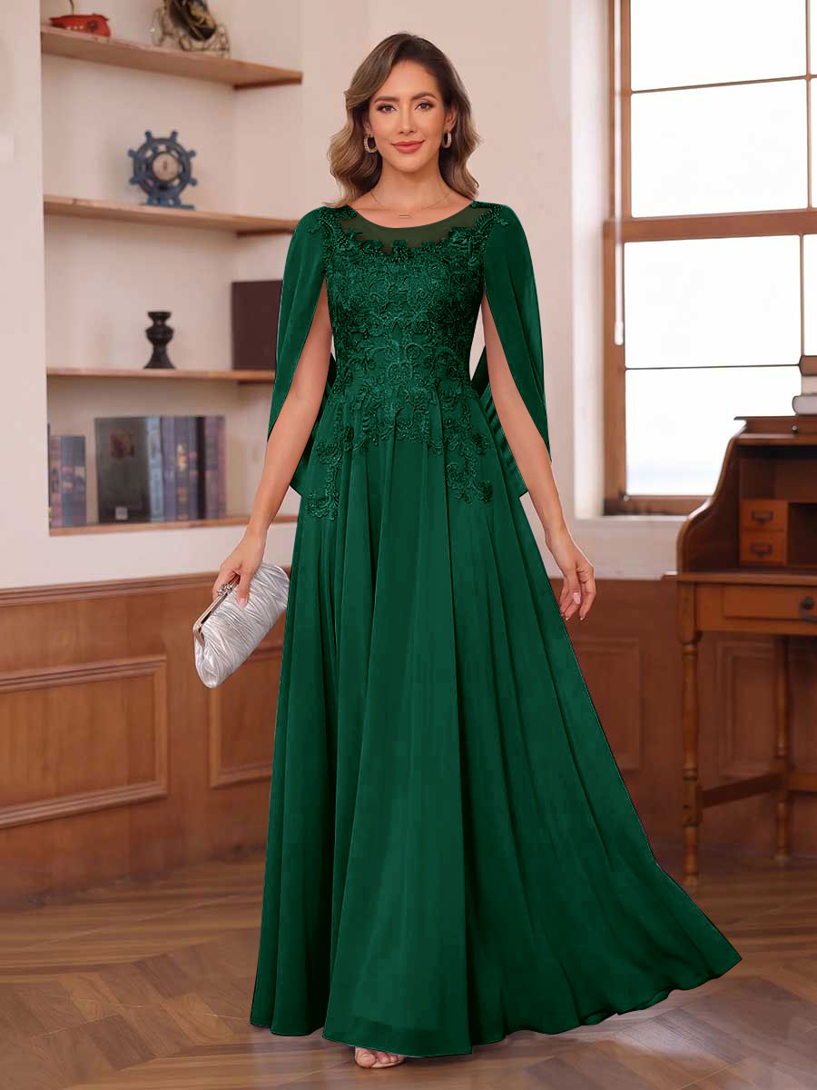 Seren Faye Hunter Green front view mother of the bride dress