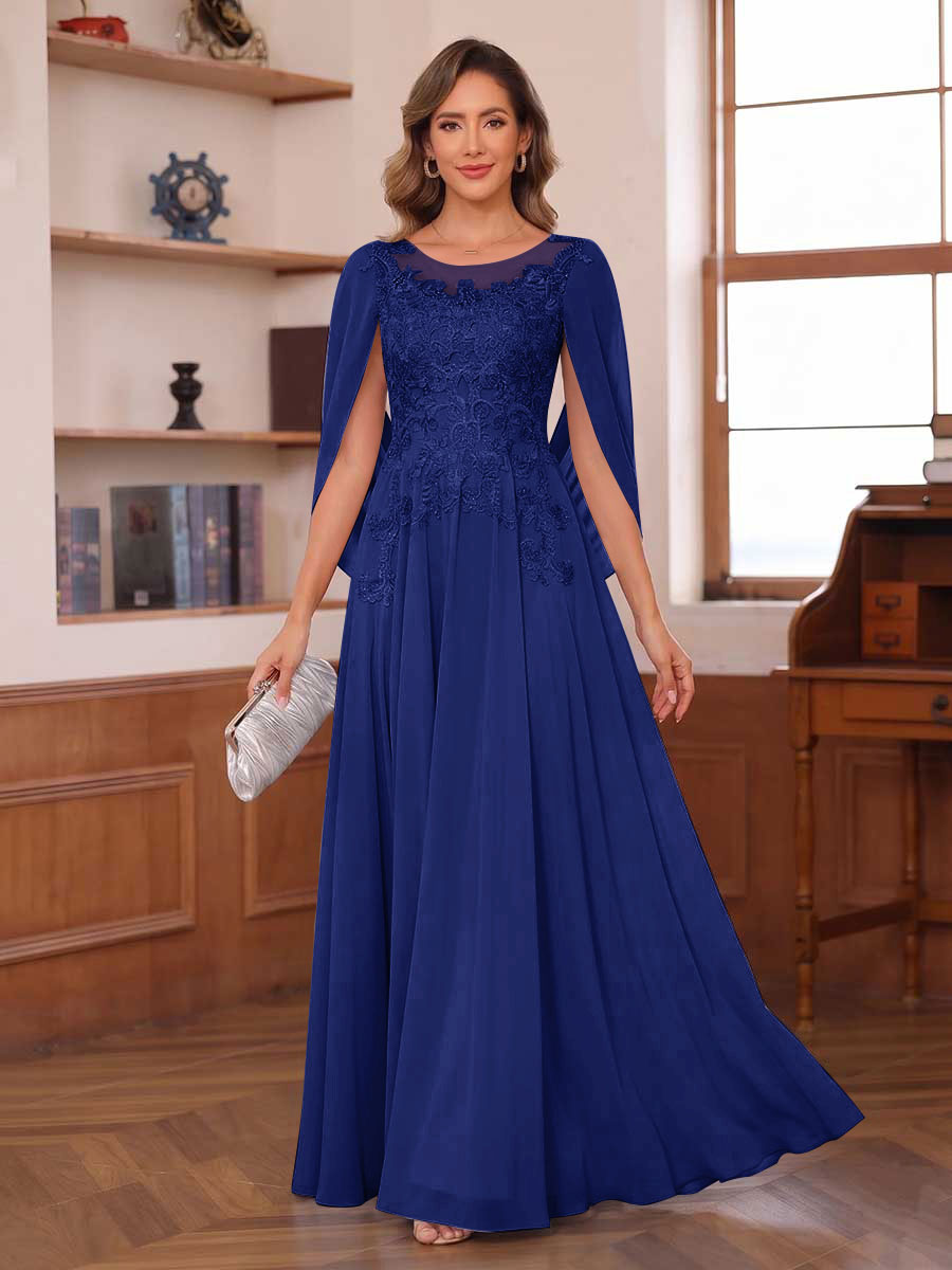 Dahlia royal blue front view mother of the bride dress