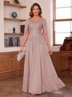 Seren Faye Dusty Rose back view mother of the bride dress