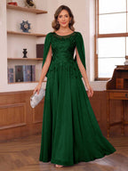 Seren Faye Emerald front view mother of the bride dress