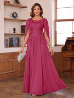 Dahlia fuchsia front view mother of the bride dress