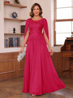 Seren Faye Fuchsia back view mother of the bride dress