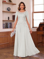 Dahlia ivory front view mother of the bride dress