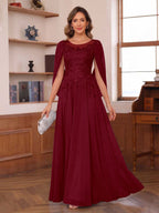 Seren Faye Burgundy back view mother of the bride dress
