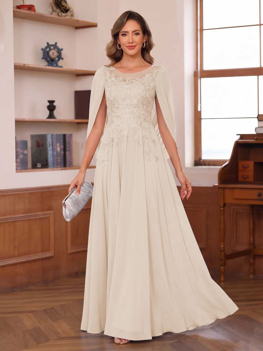 Dahlia champagne alternate front view 2 mother of the bride dress
