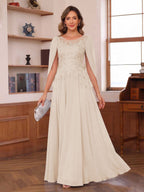 Dahlia champagne alternate front view 2 mother of the bride dress