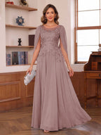 Dahlia mauve front view mother of the bride dress