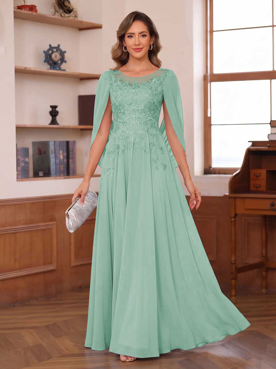 Dahlia mint green front view mother of the bride dress