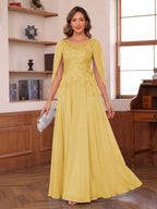 Seren Faye Gold back view mother of the bride dress