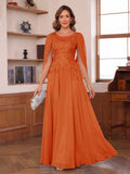 Seren Faye Orange front view mother of the bride dress